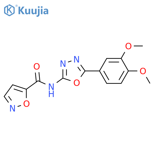 N-5-(3,4-dimethoxyphenyl)-1,3,4-oxadiazol-2-yl-1,2-oxazole-5-carboxamide structure
