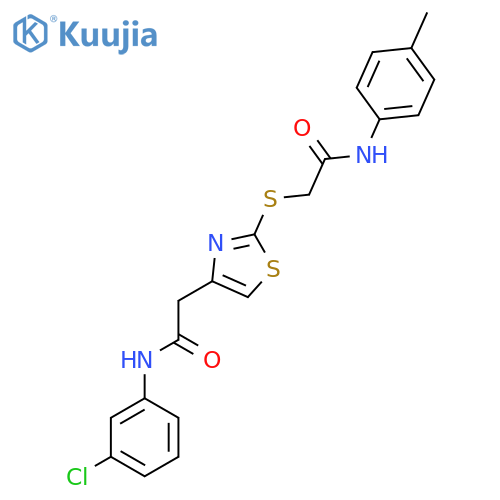 2-(4-{(3-chlorophenyl)carbamoylmethyl}-1,3-thiazol-2-yl)sulfanyl-N-(4-methylphenyl)acetamide structure