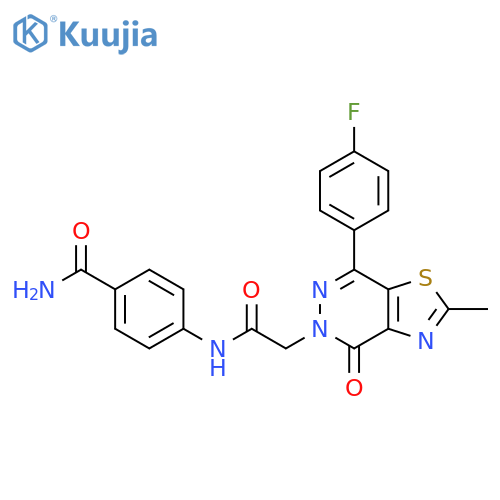 4-{2-7-(4-fluorophenyl)-2-methyl-4-oxo-4H,5H-1,3thiazolo4,5-dpyridazin-5-ylacetamido}benzamide structure
