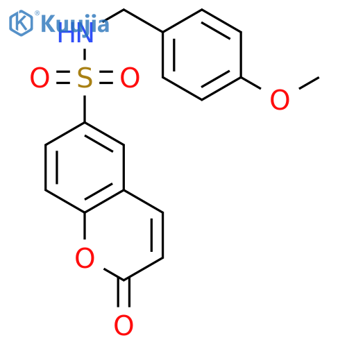 N-[(4-methoxyphenyl)methyl]-2-oxochromene-6-sulfonamide structure