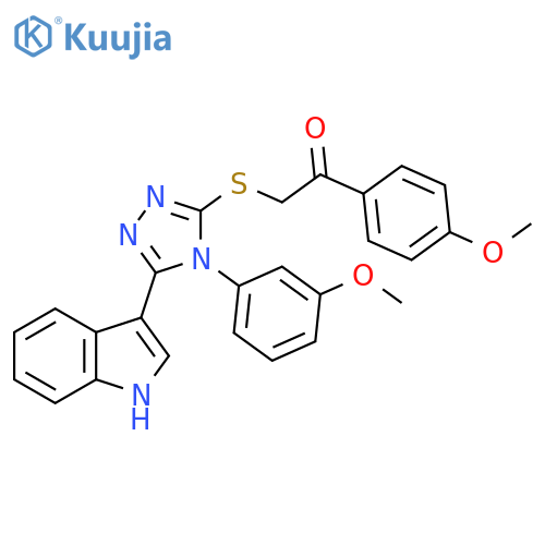 2-((5-(1H-indol-3-yl)-4-(3-methoxyphenyl)-4H-1,2,4-triazol-3-yl)thio)-1-(4-methoxyphenyl)ethan-1-one structure