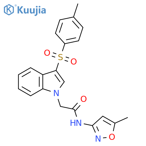 N-(5-methyl-1,2-oxazol-3-yl)-2-3-(4-methylbenzenesulfonyl)-1H-indol-1-ylacetamide structure
