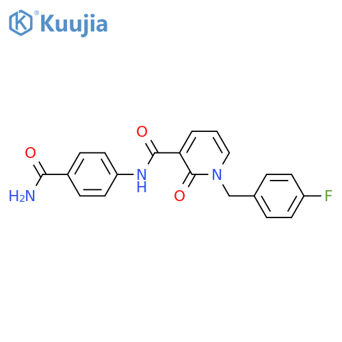 N-(4-carbamoylphenyl)-1-(4-fluorophenyl)methyl-2-oxo-1,2-dihydropyridine-3-carboxamide structure