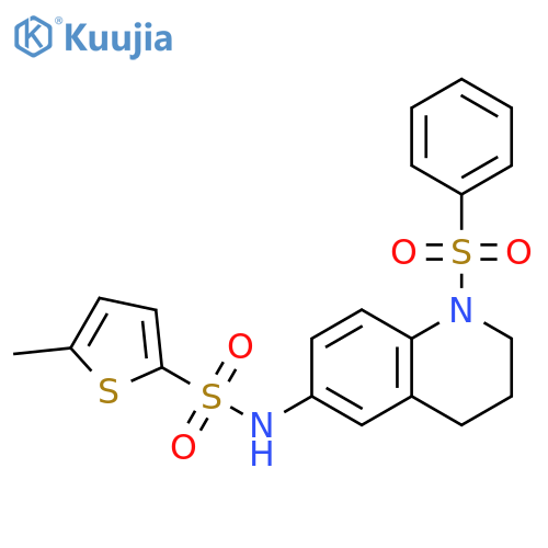 N-1-(benzenesulfonyl)-1,2,3,4-tetrahydroquinolin-6-yl-5-methylthiophene-2-sulfonamide structure
