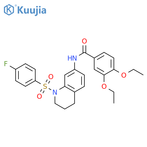 3,4-diethoxy-N-1-(4-fluorobenzenesulfonyl)-1,2,3,4-tetrahydroquinolin-7-ylbenzamide structure