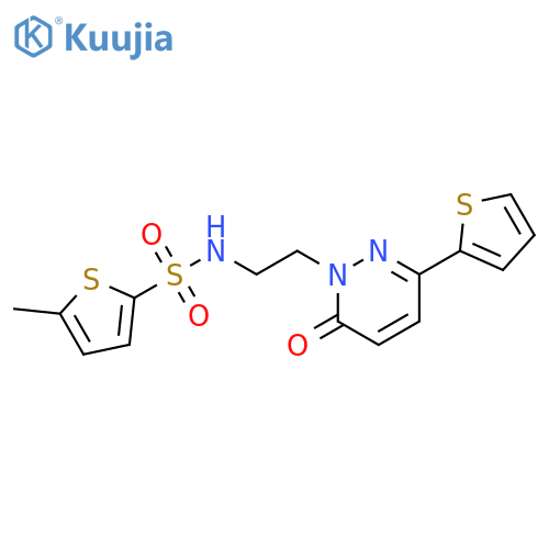 5-methyl-N-{2-6-oxo-3-(thiophen-2-yl)-1,6-dihydropyridazin-1-ylethyl}thiophene-2-sulfonamide structure