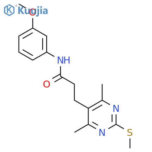 3-[4,6-dimethyl-2-(methylsulfanyl)pyrimidin-5-yl]-N-(3-methoxyphenyl)propanamide structure