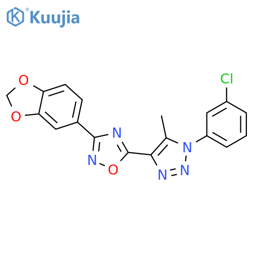 3-(2H-1,3-benzodioxol-5-yl)-5-1-(3-chlorophenyl)-5-methyl-1H-1,2,3-triazol-4-yl-1,2,4-oxadiazole structure