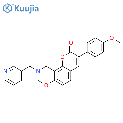 3-(4-methoxyphenyl)-9-(pyridin-3-yl)methyl-2H,8H,9H,10H-chromeno8,7-e1,3oxazin-2-one structure