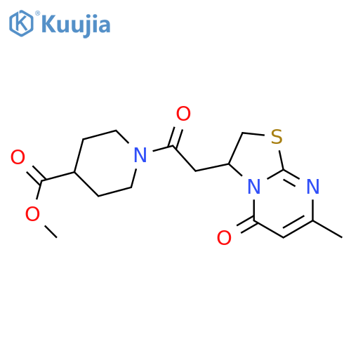 methyl 1-(2-{7-methyl-5-oxo-2H,3H,5H-1,3thiazolo3,2-apyrimidin-3-yl}acetyl)piperidine-4-carboxylate structure