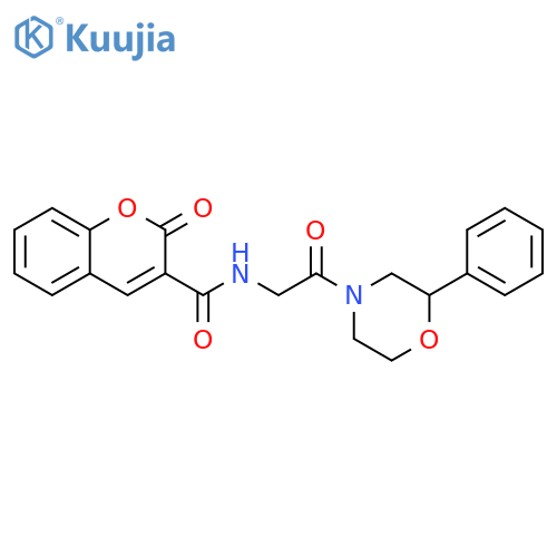2-oxo-N-2-oxo-2-(2-phenylmorpholin-4-yl)ethyl-2H-chromene-3-carboxamide structure