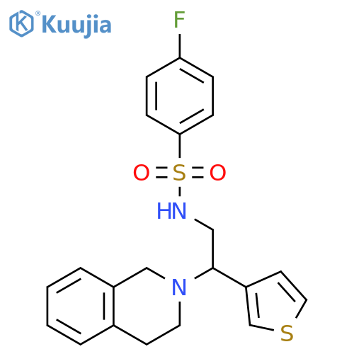 4-fluoro-N-2-(1,2,3,4-tetrahydroisoquinolin-2-yl)-2-(thiophen-3-yl)ethylbenzene-1-sulfonamide structure