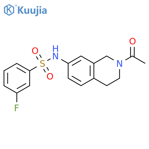 N-(2-acetyl-1,2,3,4-tetrahydroisoquinolin-7-yl)-3-fluorobenzene-1-sulfonamide structure
