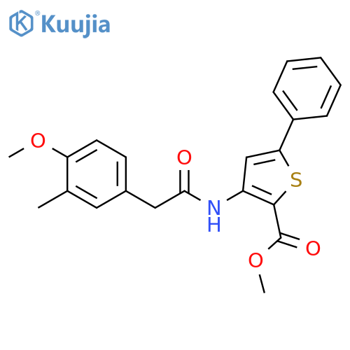 methyl 3-2-(4-methoxy-3-methylphenyl)acetamido-5-phenylthiophene-2-carboxylate structure